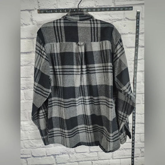 Orvis M Heavy Flannel Shirt Jacket Fleece Lined Cuffs Buffalo Plaid Shacket - Picture 4 of 14